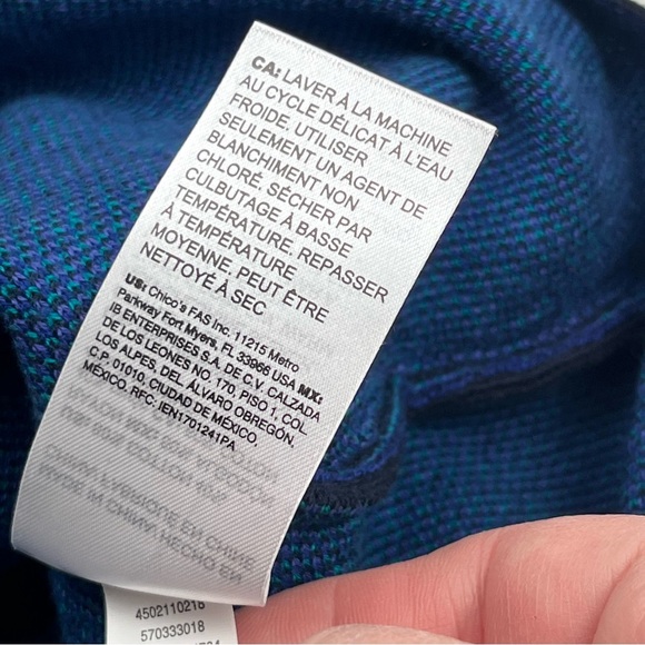 Chico’s 3 Womens US Size XL Tunic Sweater Floral Fanfare Green Blue Purple NEW - Picture 4 of 12